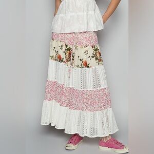 POL “ Prairie Dream Skirt “ Maxi Patchwork Skirt | Ivory